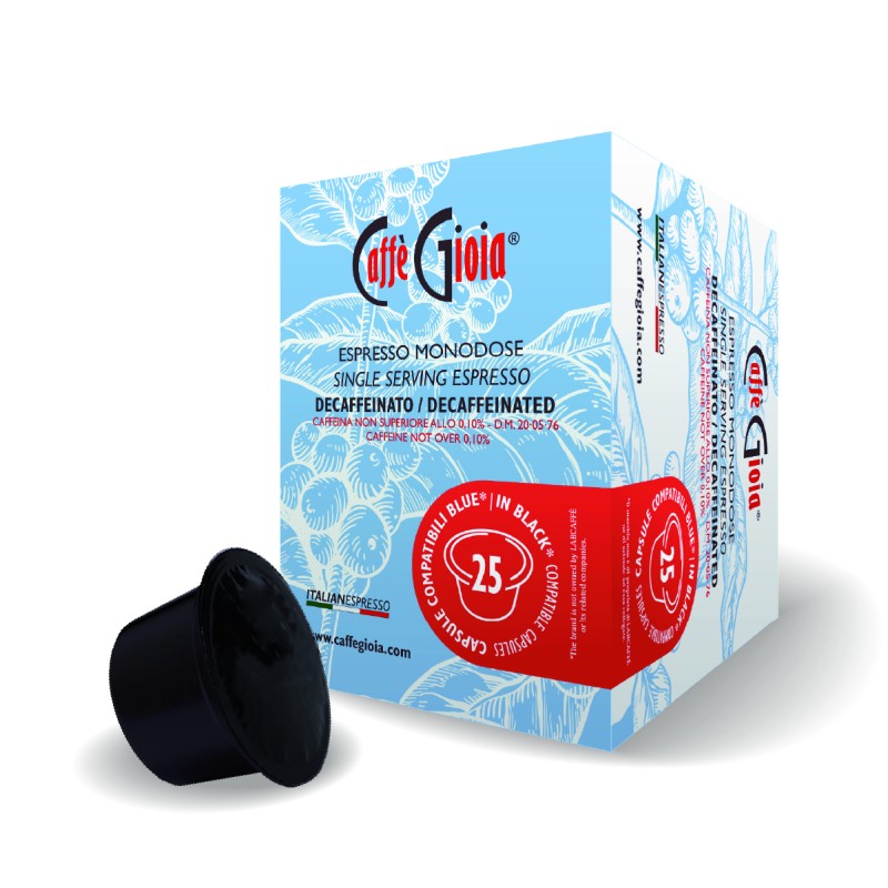 25 CAPSULE COMPATIBILI BLUE E INBLACK LAVAZZA* MISCELA DECAFFEINATA 25 CAPSULE COMPATIBILI BLUE E INBLACK LAVAZZA* MISCELA DECAFFEINATA